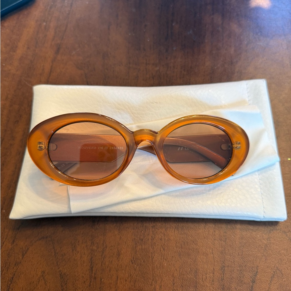 Le Specs Amber Oval Sunglasses